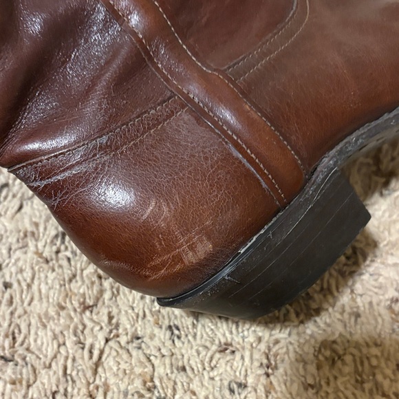 Tony Lama Chestnut Leather Heeled Boots - Picture 10 of 10